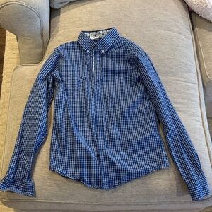 Tailorbyrd Navy and White Plaid Men's Shirt